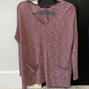 Maroon & White Striped Top
